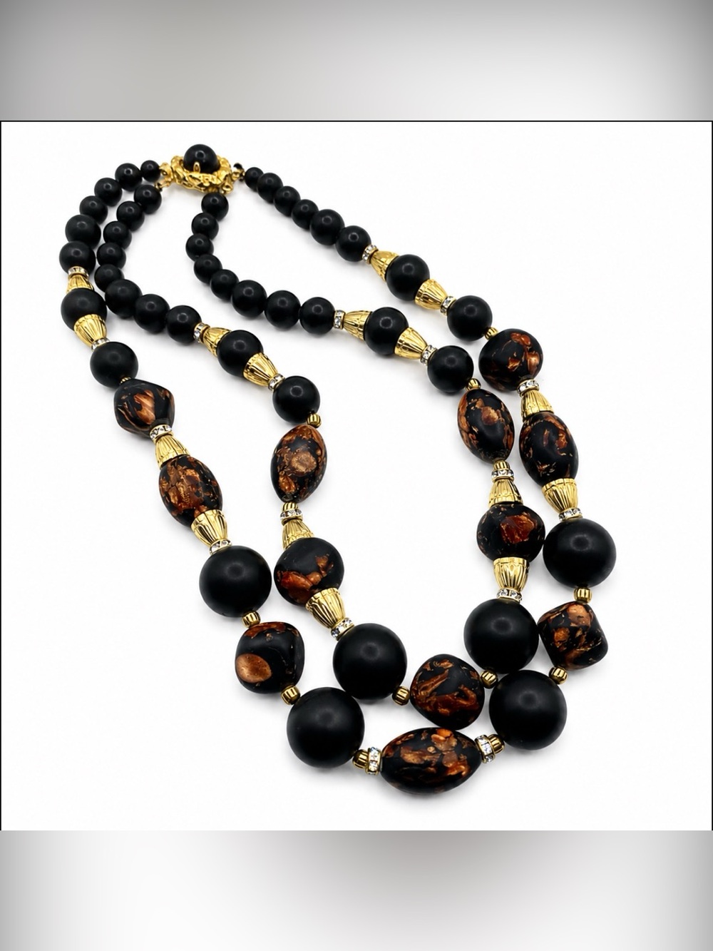 Double Strand Cascading Artisan Glass Beaded Necklace Vintage